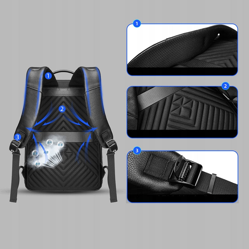 Men's LEATHER BACKPACK Stylish Backpack Laptop USB Manufacturer code BB-1