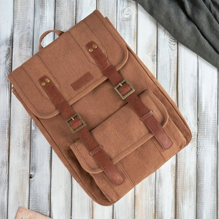 Men's Laptop Backpack Brown for School to Work A4 School Paolo Peruzzi Brand Paolo Peruzzi