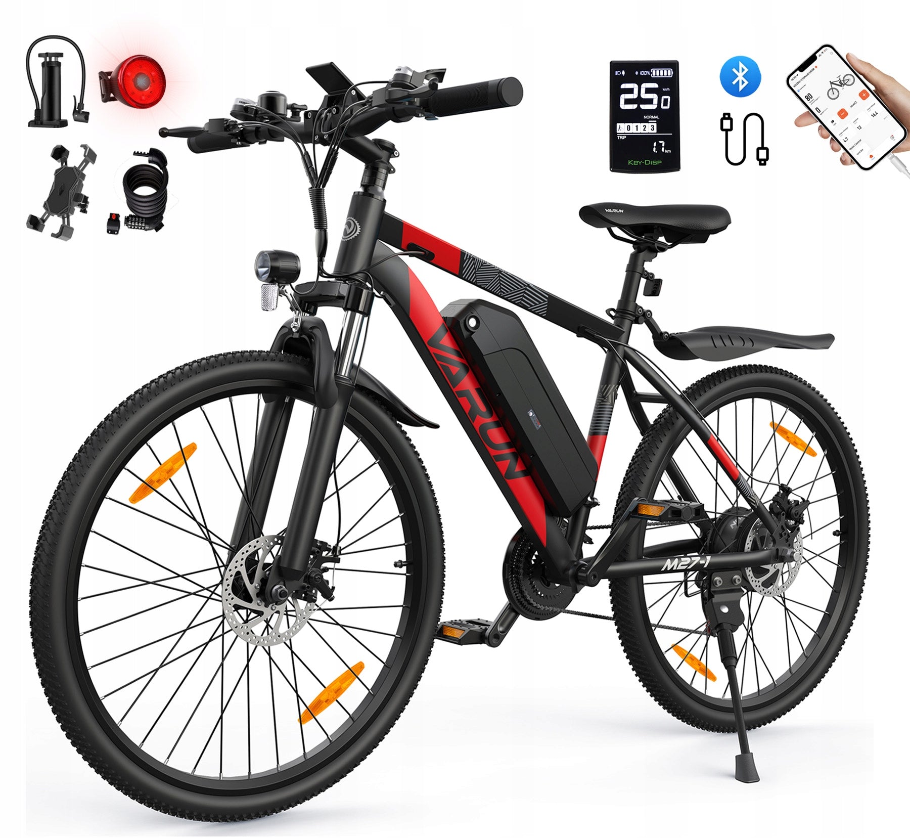 Men's Mountain Electric Bike 27,5” 48V 13Ah 250W 100HP 21 Speed With App
