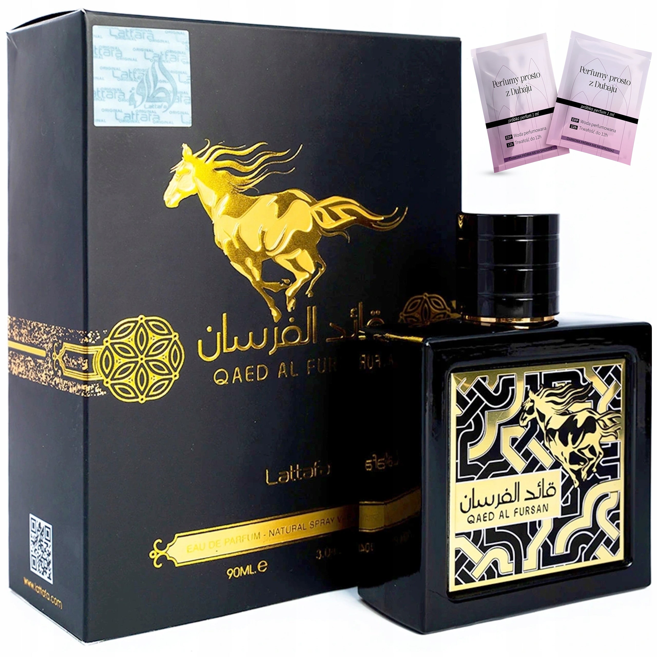 Men's Perfume Arabic Lattafa Qaed Al Fursan ORIGINAL Samples Certificate Packaging status original