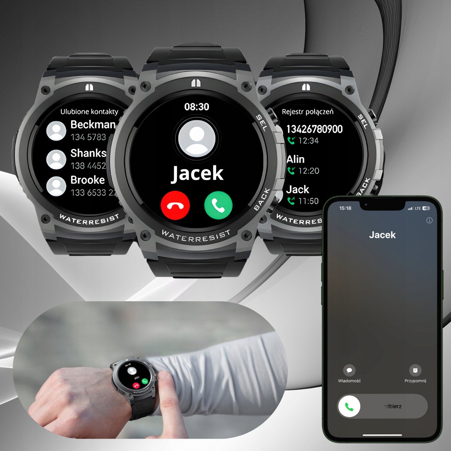 Men's SMARTWATCH Devill Denis Sports Black AMOLED Screen with Conversations Manufacturer code Sportowy Zegarek Smartwatch DEVILL Denis