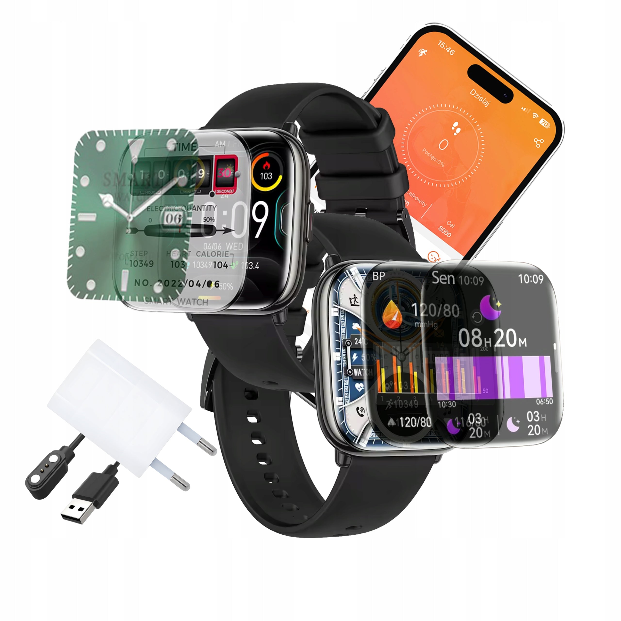 Men's SMARTWATCH Devill Ewa Black Rectangular AMOLED Screen with Conversations