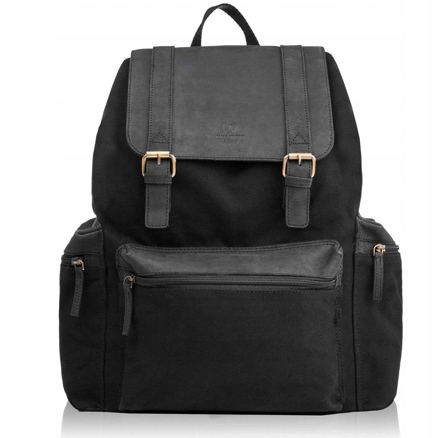 Men's School Backpack Canvas + Genuine Leather Vintage Youth Travel