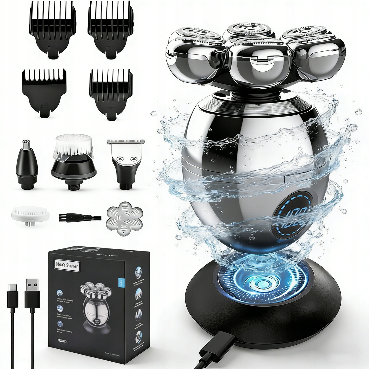 Men's Shaver 5in1 Beard Shaving Machine, Hair - Nose Trimmer