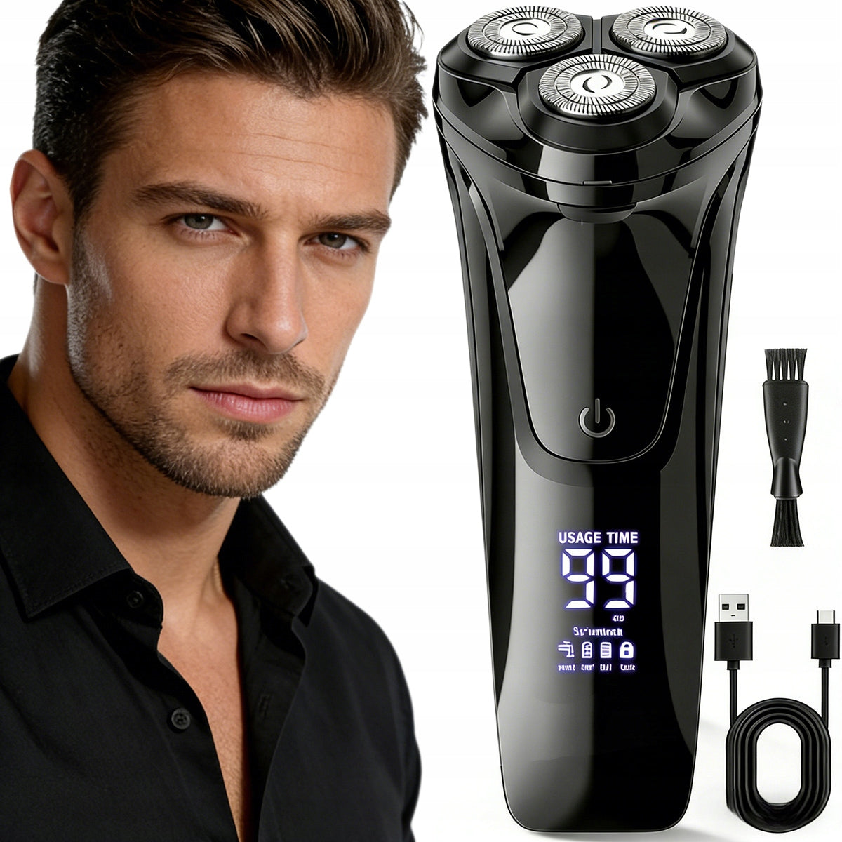Men's Shaver Wireless Rechargeable LCD Trimmer 3 Heads Brand no brand