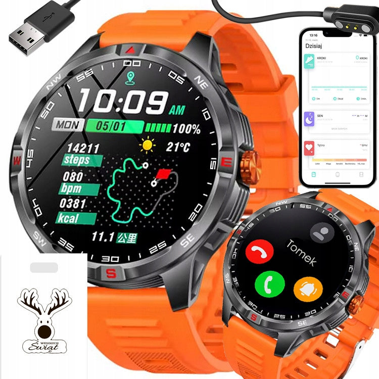 Men's Smartwatch 1.46" BT Talks | Health Sports | Large Battery | Compass Brand Smart-Trend