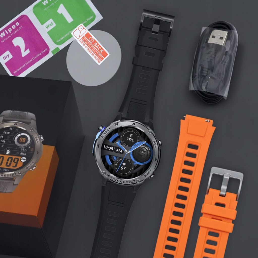 Men's Smartwatch BLACK WATERPROOF WITH GPS AMOLED 5ATM TALK NOTIFICATIONS Manufacturer code SMARTWATCH T1 CZARNY
