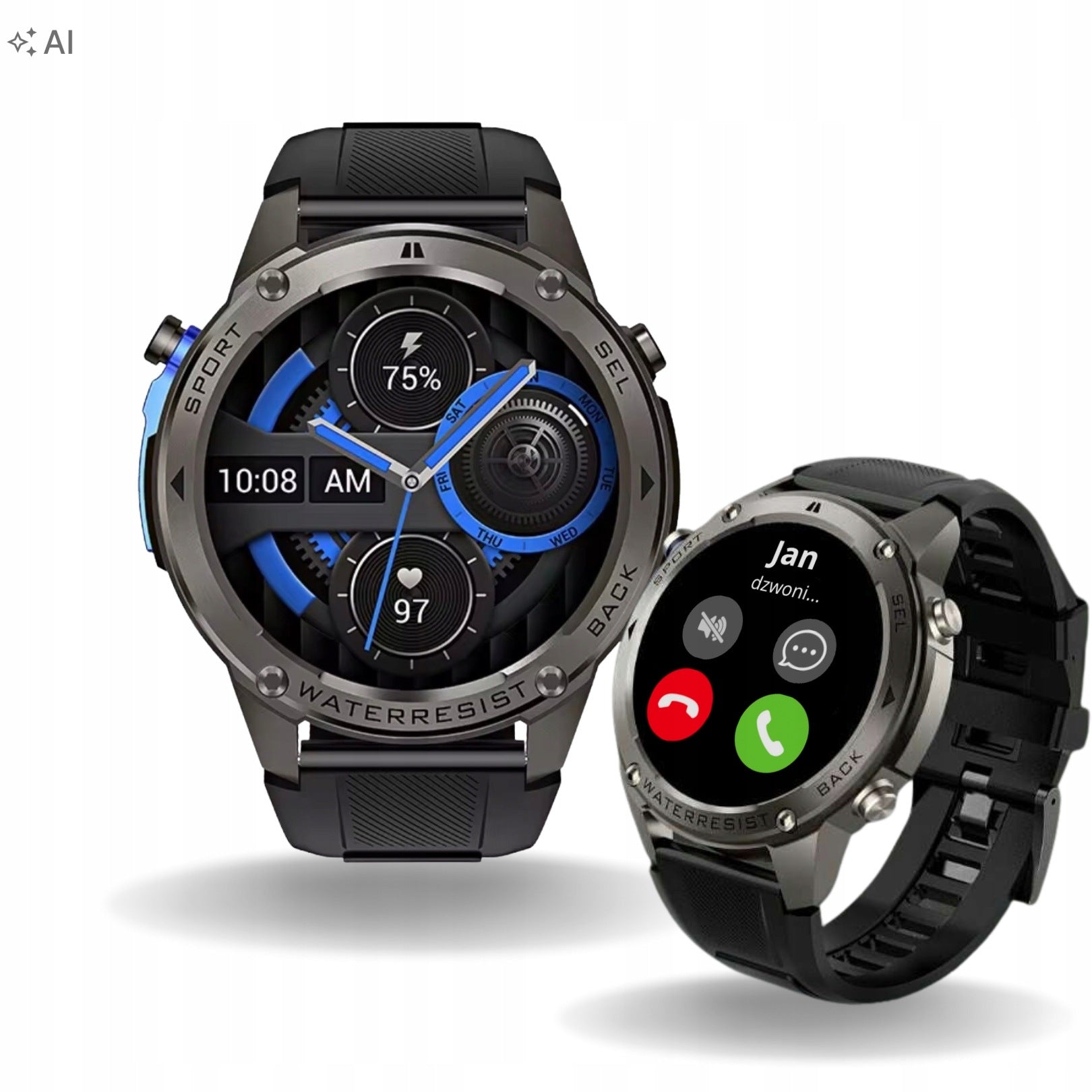 Men's Smartwatch DM56 GPS Call, Bluetooth, IP69K, 180+ Sports Modes Brand Angelo Watches