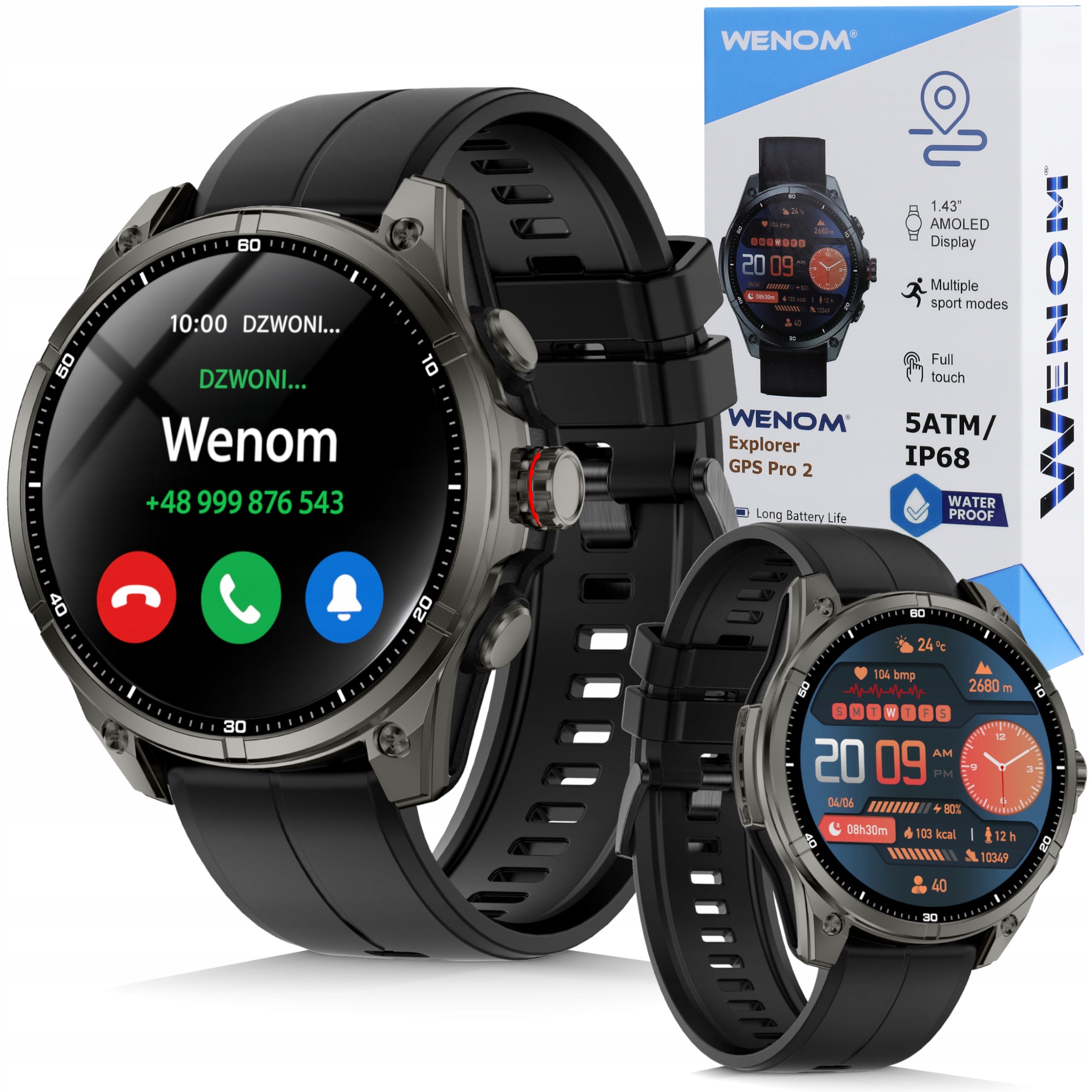 Men's Smartwatch Wenom Explorer Pro 2 GPS AMOLED Waterproof 5ATM Sports