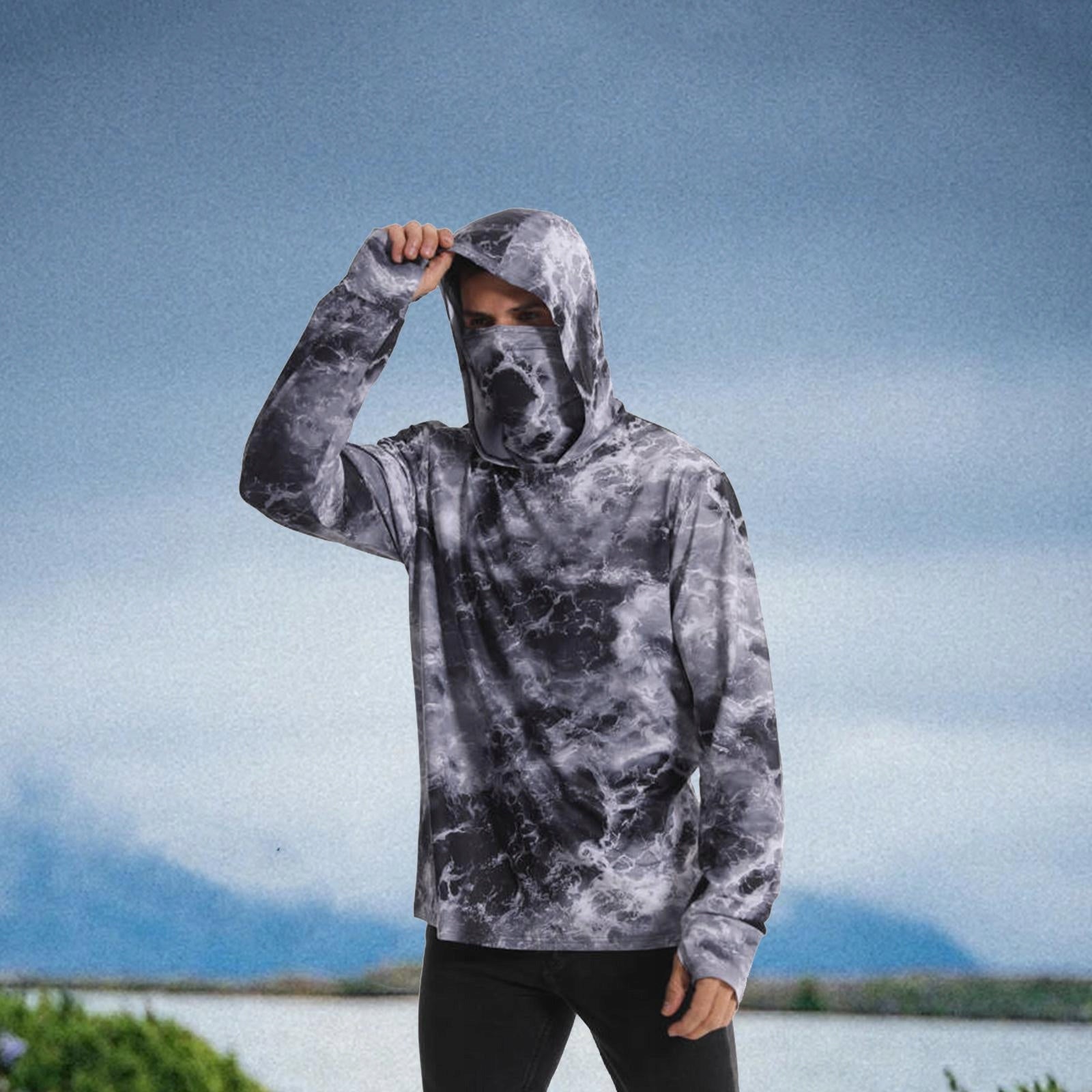 Men s Sun Protection Hoodie Shirt Lightweight Clothes Cooling Shirt 3XL