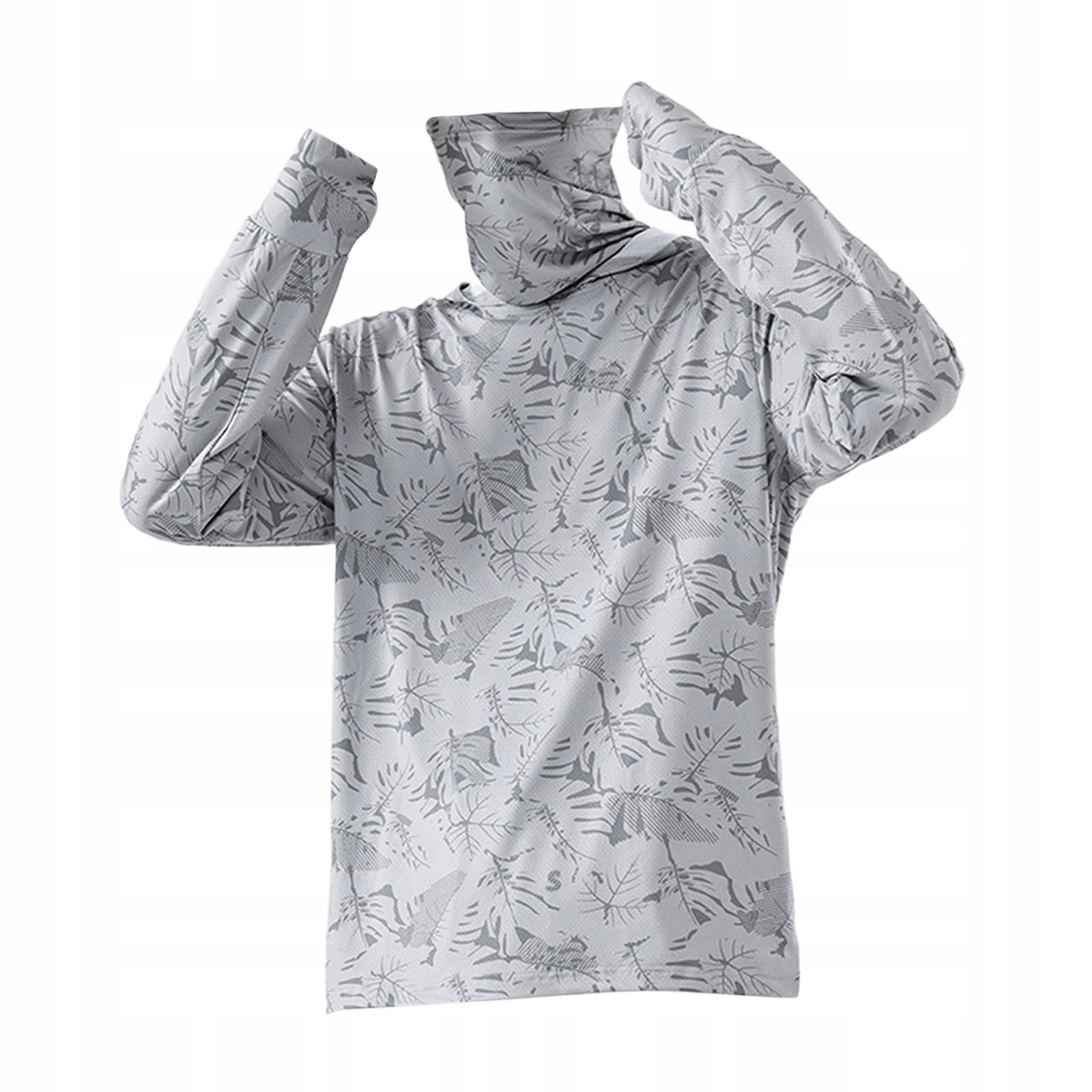 Men s Sun Protection Hoodie Shirt Long Sleeve Thin XXL Light Gray