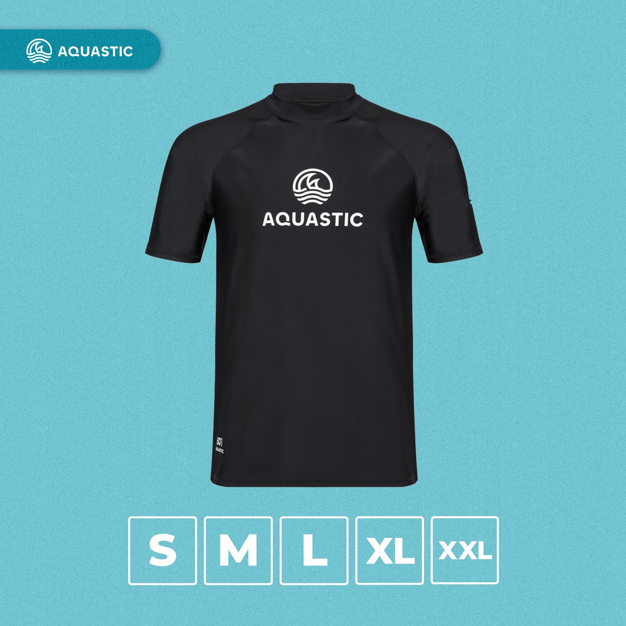 Men's T-shirt AQUASTIC Rimos UV 50+ UPF black QUICK-DRYING ELASTIC XL Brand Aquastic