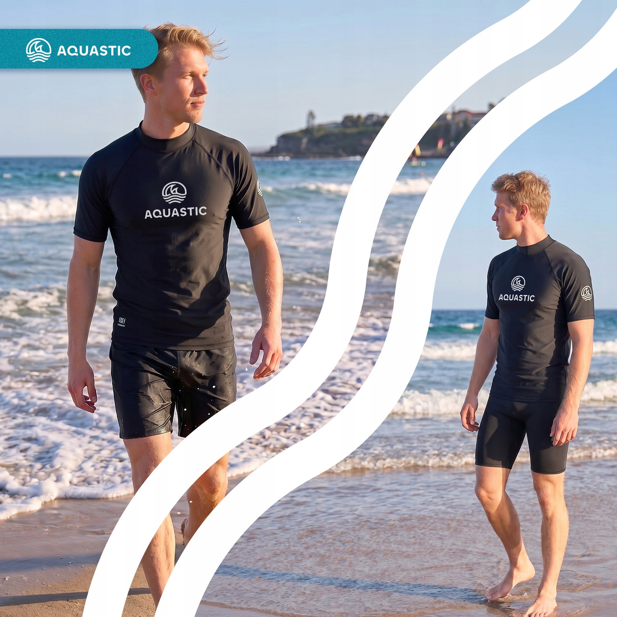 Men's T-shirt AQUASTIC Rimos UV 50+ UPF black QUICK-DRYING ELASTIC XL Material other