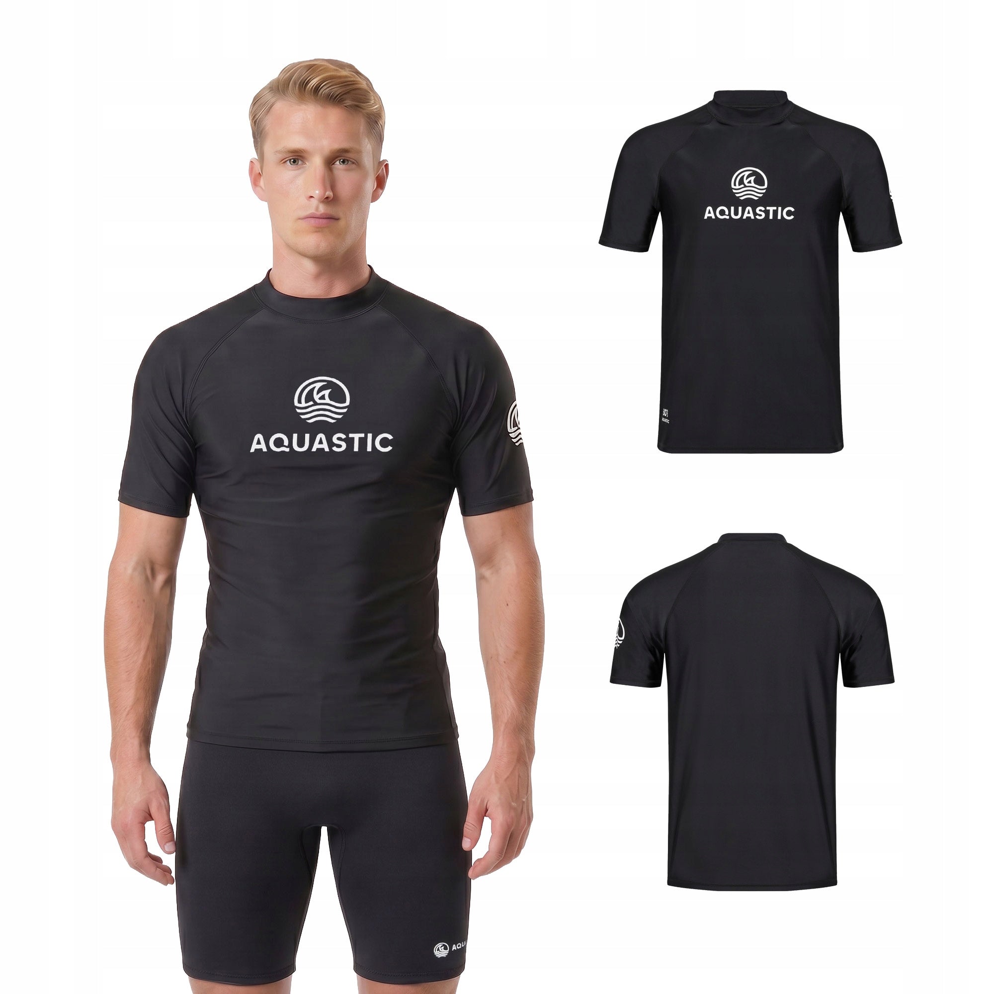 Men's T-shirt AQUASTIC Rimos UV 50+ UPF black QUICK-DRYING ELASTIC XL