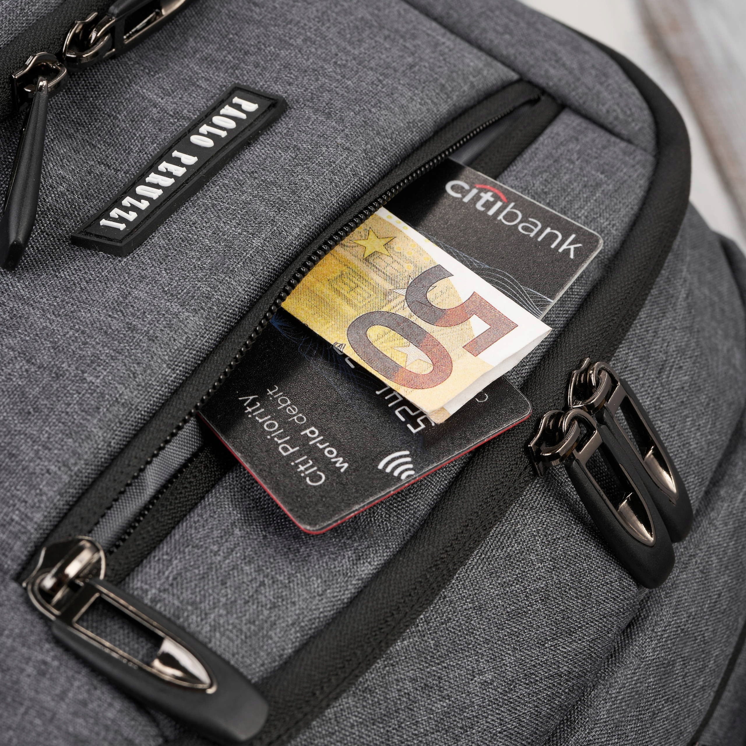Men's Travel Laptop Backpack for Office Waterproof Grey Paolo Peruzzi Gender man