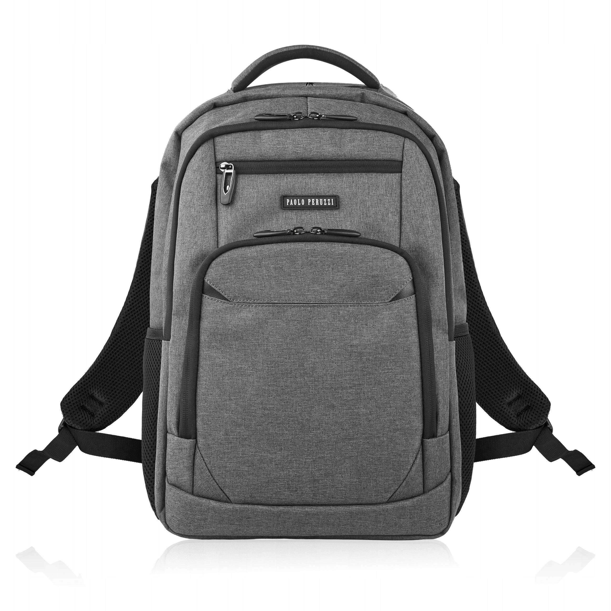 Men's Travel Laptop Backpack for Office Waterproof Grey Paolo Peruzzi