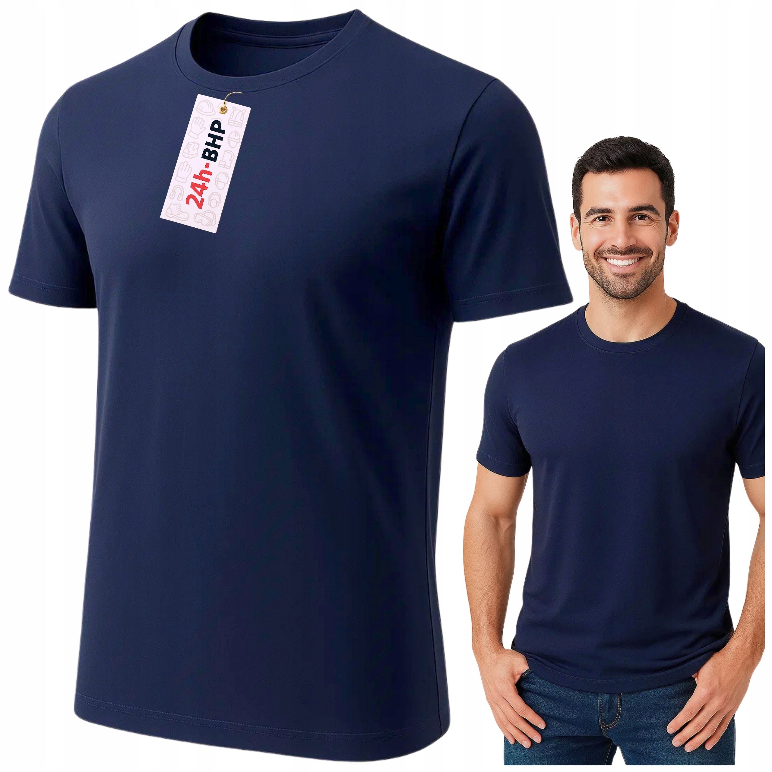 Men's WORK T-shirt COTTON 100% T-shirt BHP NAVY BLUE universal