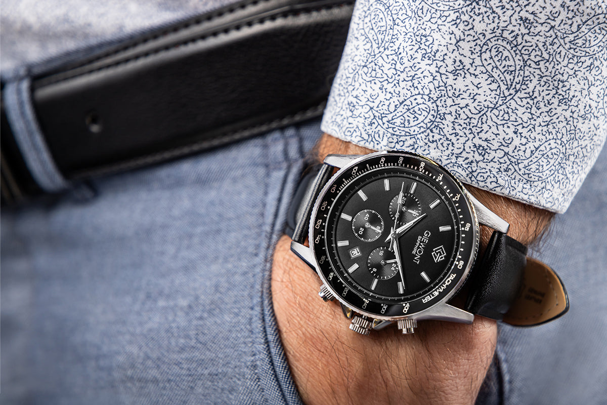 Men's Watch Giewont Chronograph Sapphire Black GW3520-A4 Manufacturer code 5907317056889