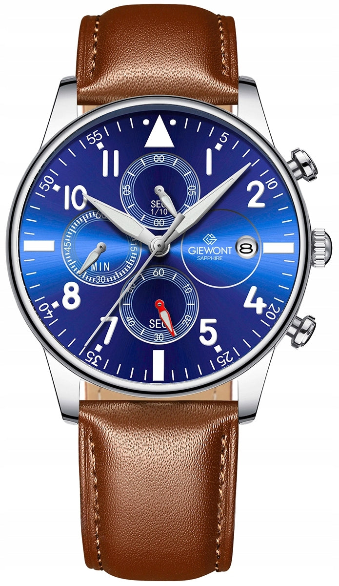 Men's Watch Giewont Chronograph Sapphire Brown Blue GW5630-A6