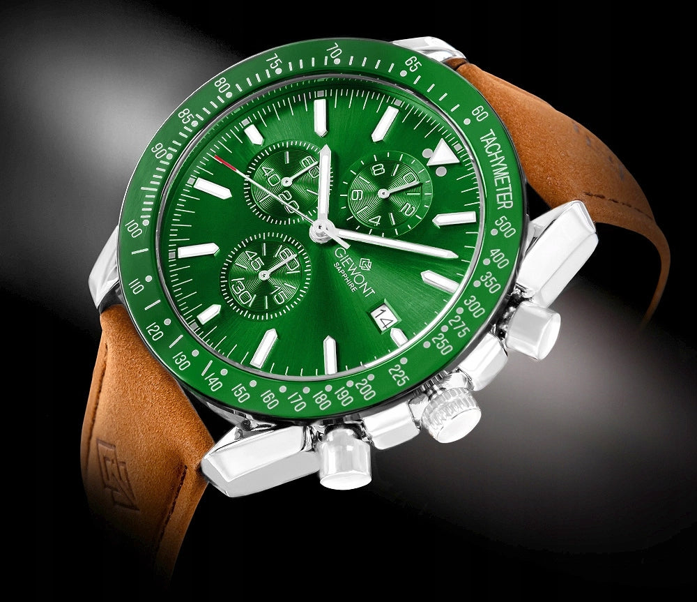 Men's Watch Giewont Chronograph Sapphire Brown Green GW8720-A3 Brand Giewont