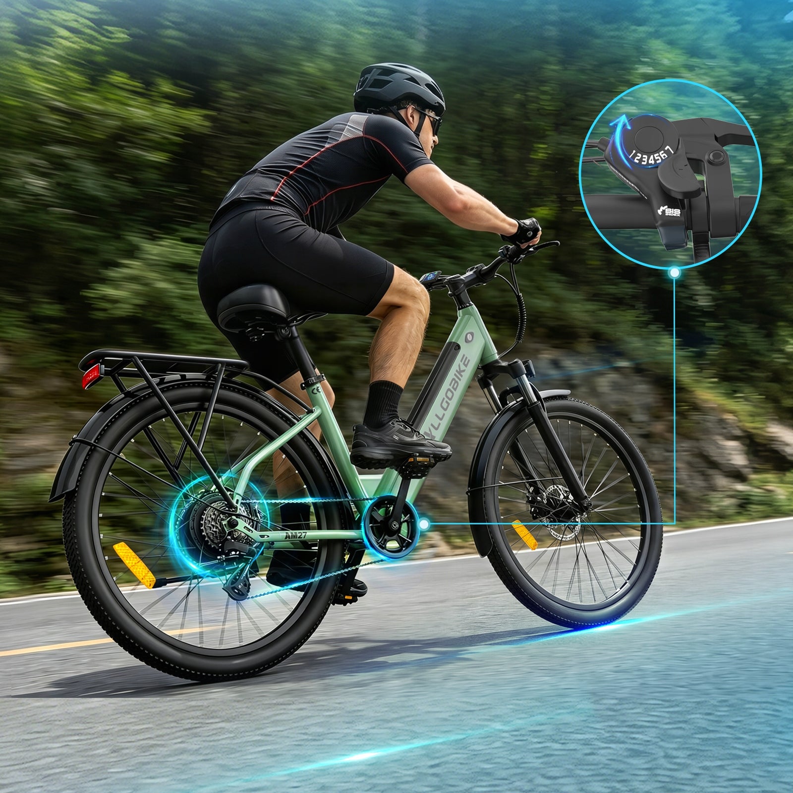 Men's/Women's 250W 15AH 100HP 27,5" EBIKE Shimano-7S 25KMH Electric Bike Frame size M