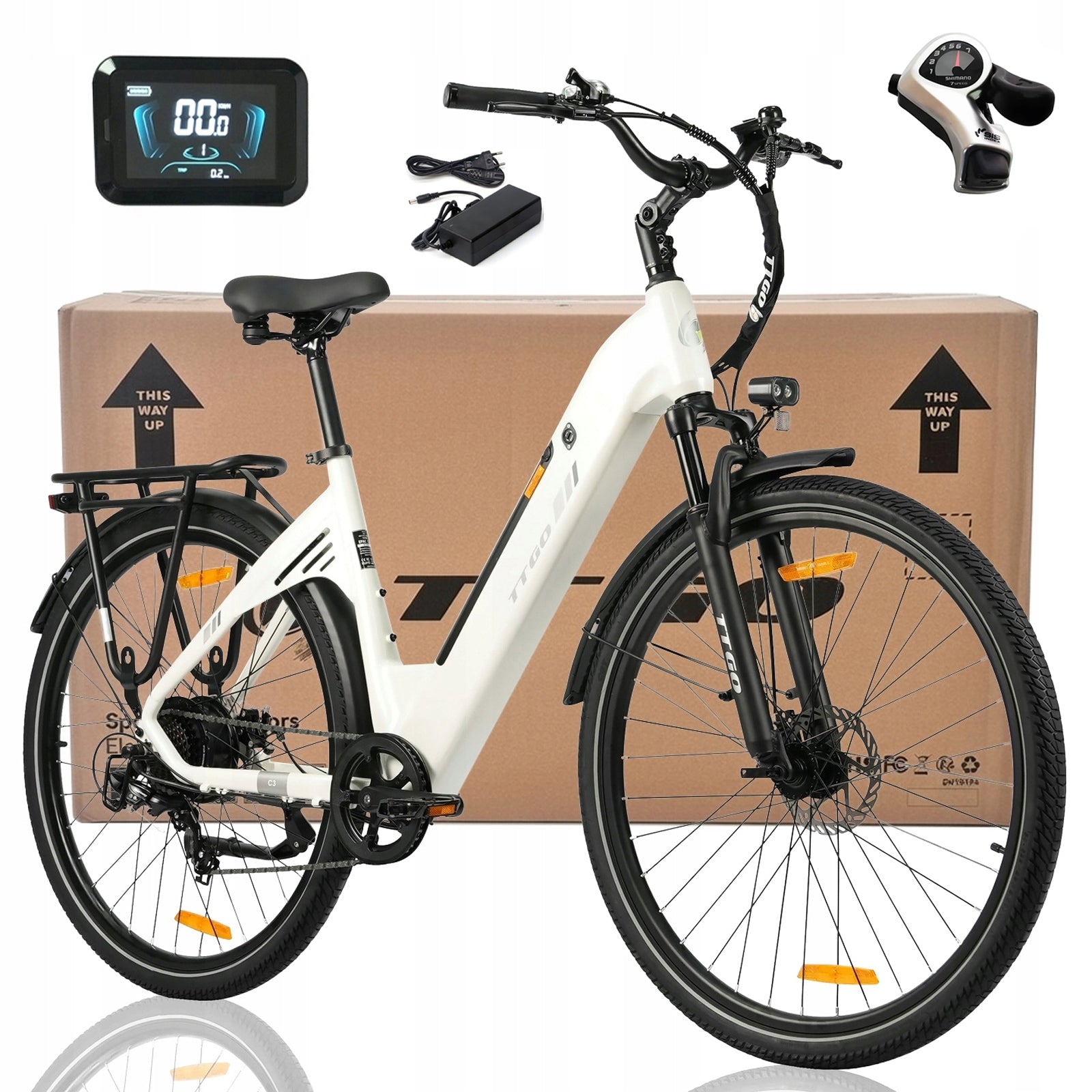 Men's/Women's City E-Bikes TTGO C3 SE 250W 18Ah 25KM/H 120KM Shimano-7S 28"