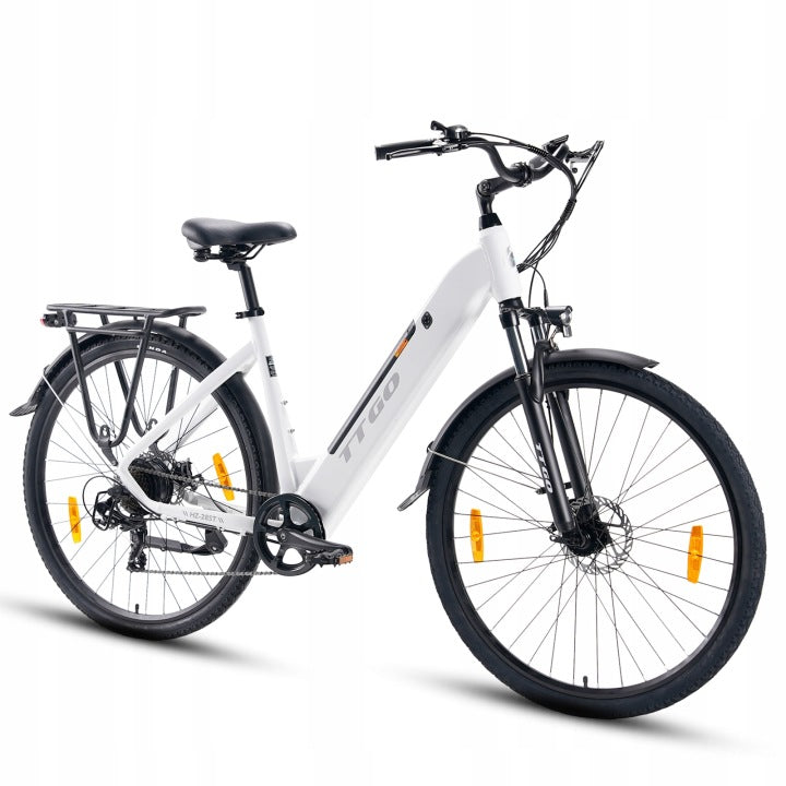 Men's/Women's City Electric Bike TTGO HZ-28ST 250W 36V 20Ah 120km 28" White Foldability assembled, ready to ride