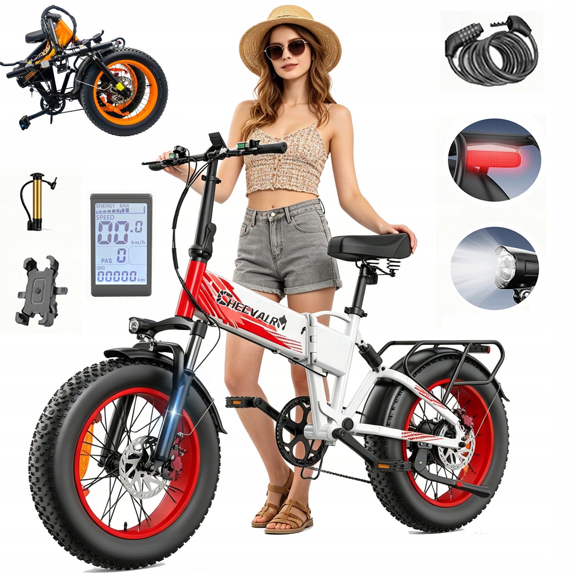 Men's/Women's Electric Vehicle Folding Cheevalry CF1000 20Ah 1500W 46km/h Manufacturer code Pojazd elektryczny Cheevalry