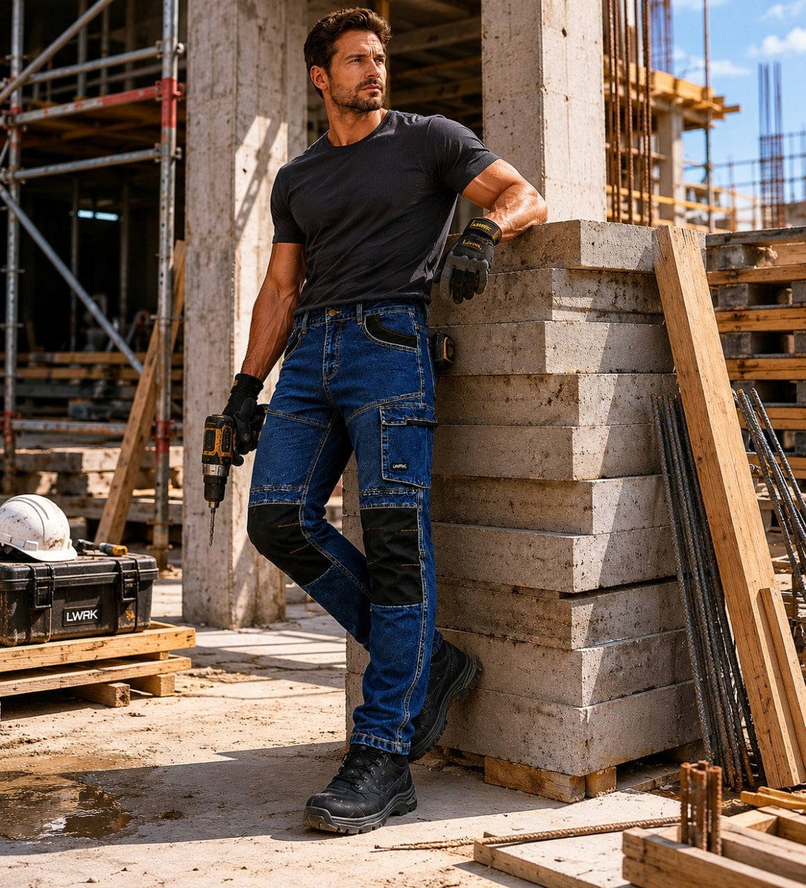 Men's Work Pants Jeans Elastic Reinforced Comfortable Stretch BHP Manufacturer code Spodnie męskie robocze jeansy ochronne BHP
