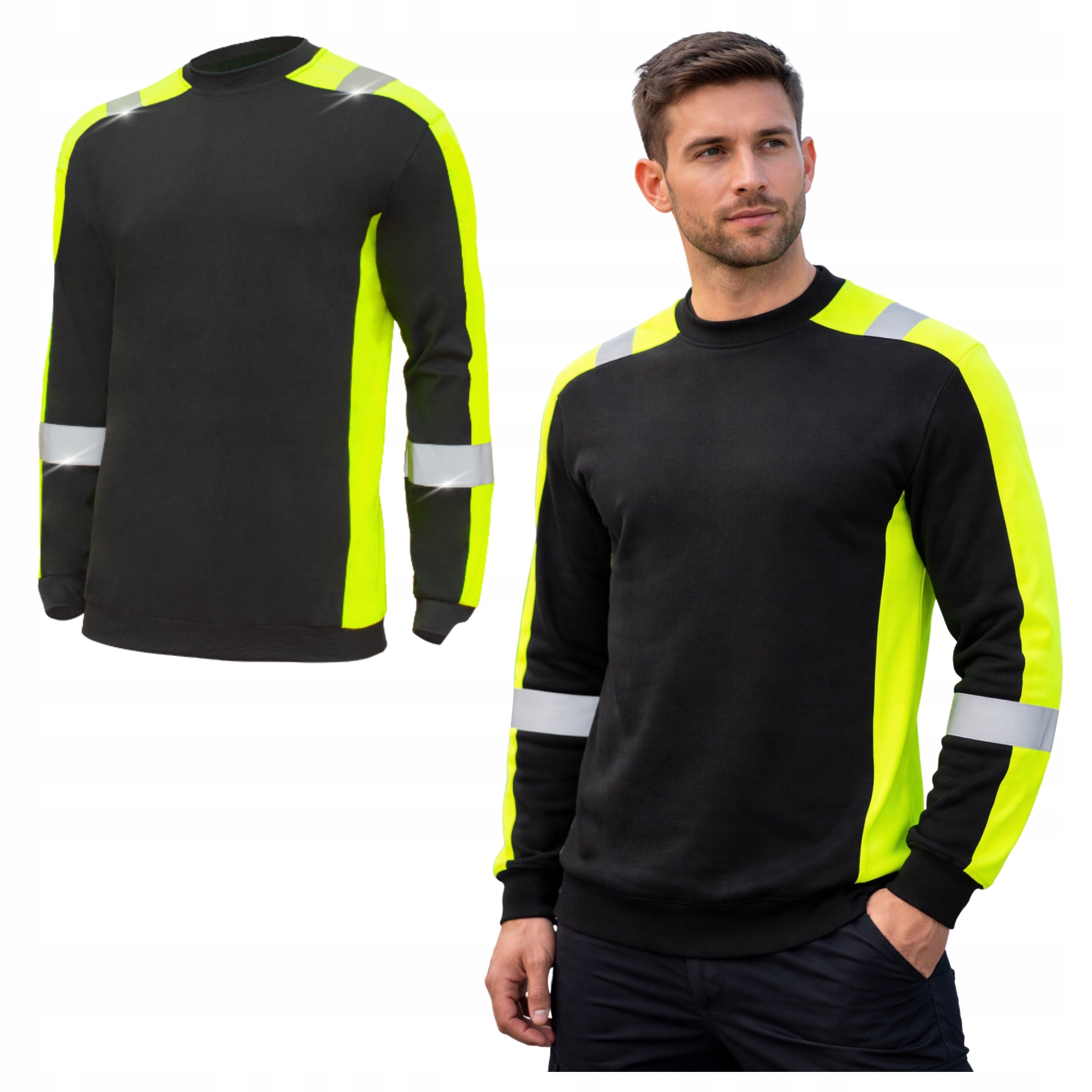 Men's Work Reflective Long Sleeve Warning Health and Safety Shirt r. 3XL
