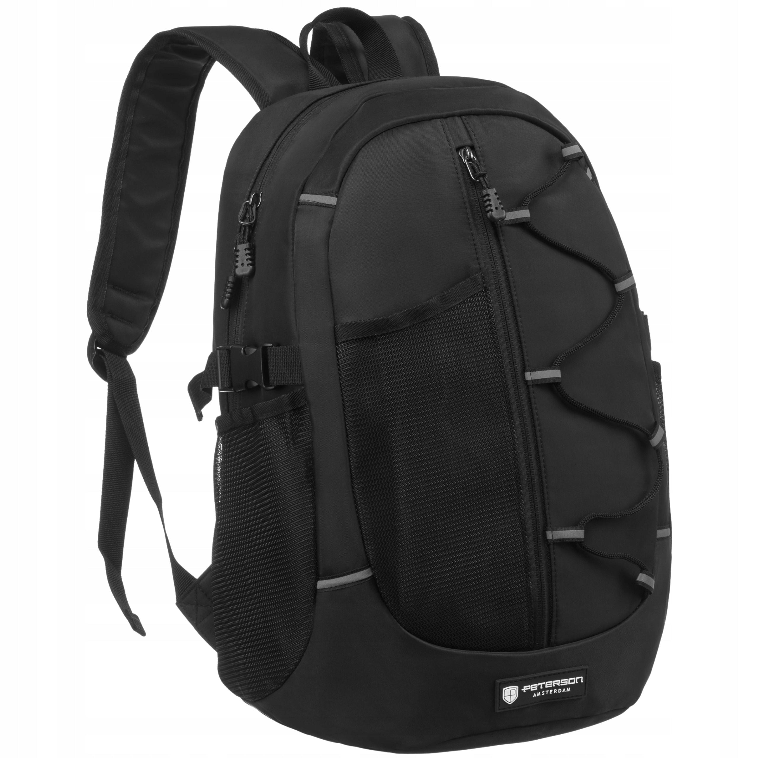 Men's backpack black for work on laptop city sports roomy Peterson