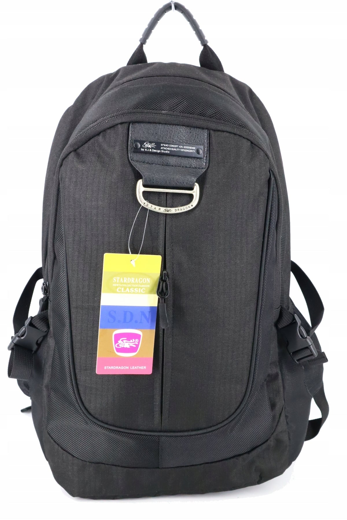 Men's backpack black multi-chamber for school work travel mountain codura