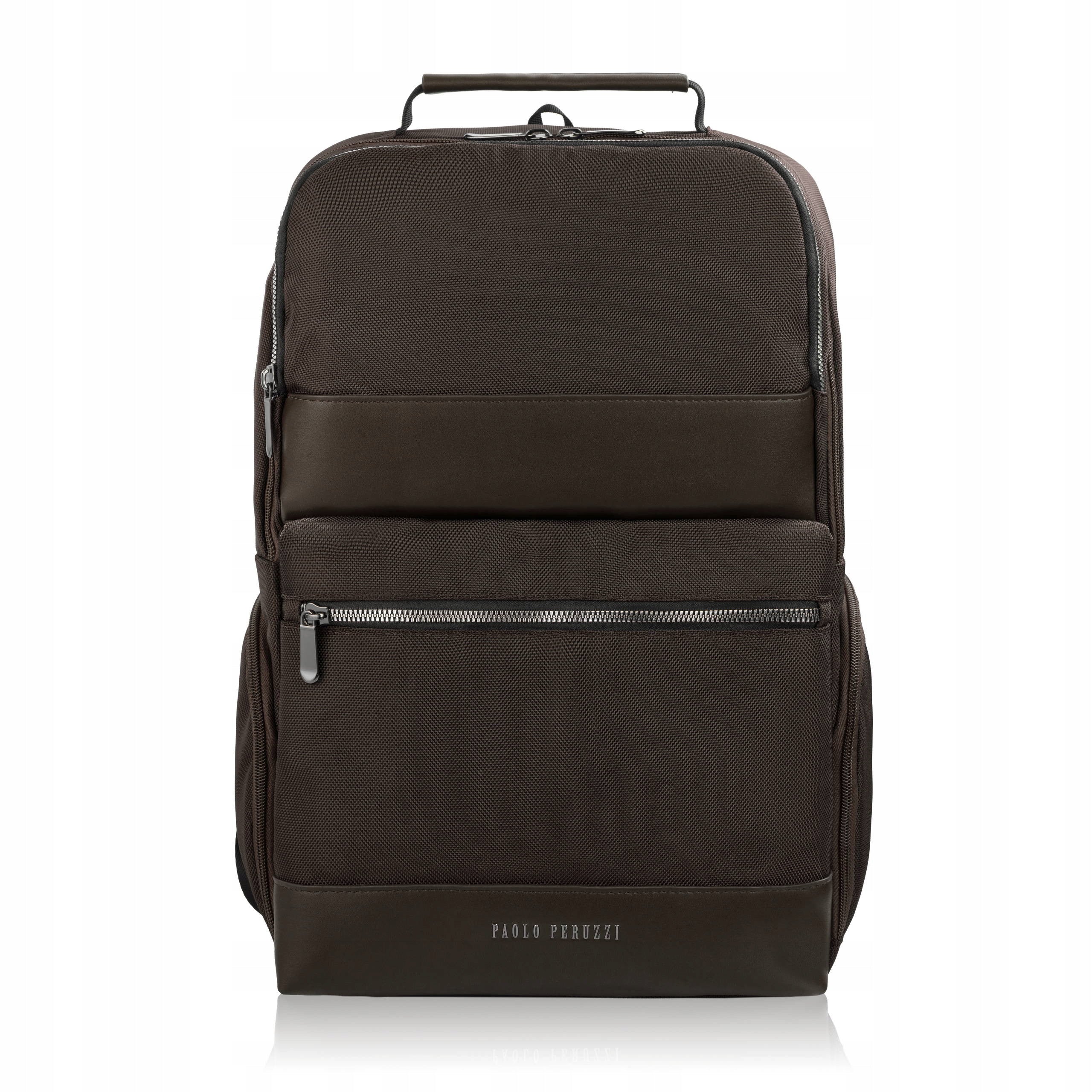 Men's backpack material brown lightweight universal roomy Paolo Peruzzi