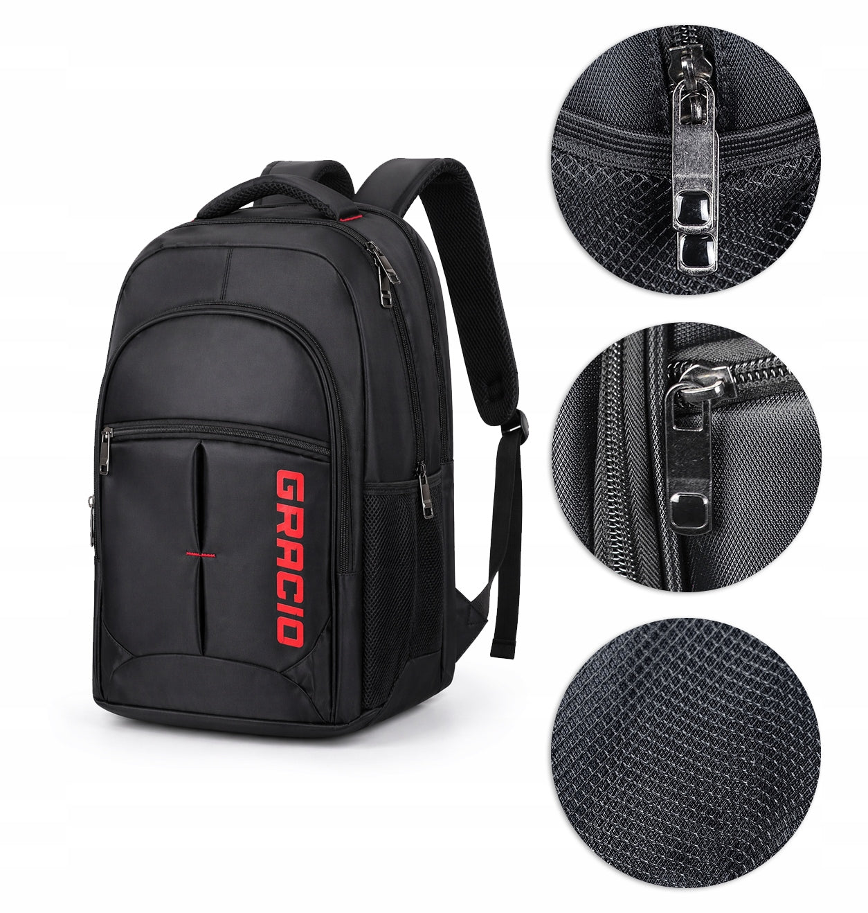 Men's hiking backpack for laptop for work black business large GRACIO Packaging status original