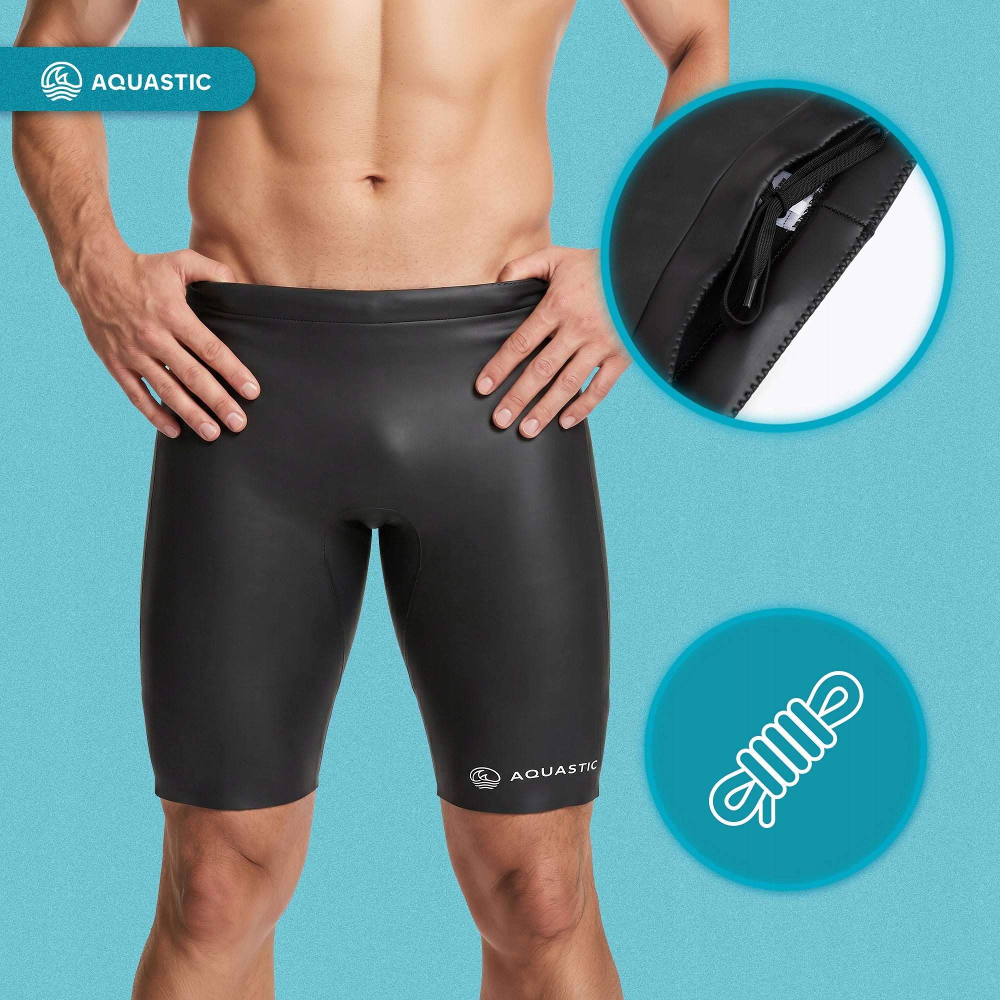 Men's neoprene shorts AQUASTIC OceanFlex 5/3 mm GLIDE SKIN black XL Kind men