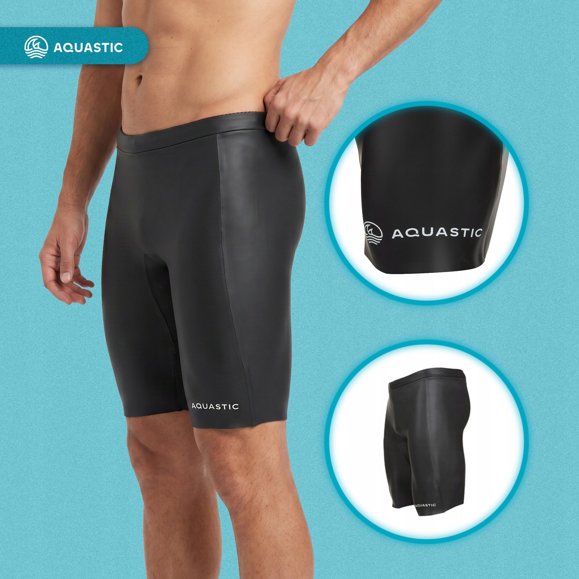 Men's neoprene shorts AQUASTIC OceanFlex 5/3 mm GLIDE SKIN black XL Size XL