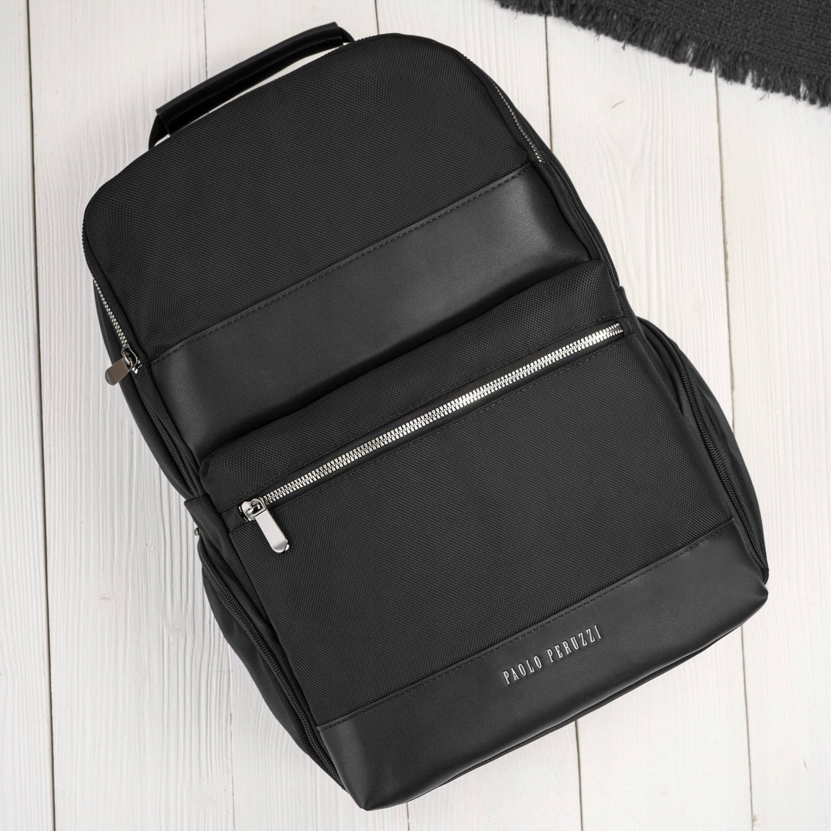 Men's office backpack city black lightweight universal roomy Paolo Peruzzi Packaging status original