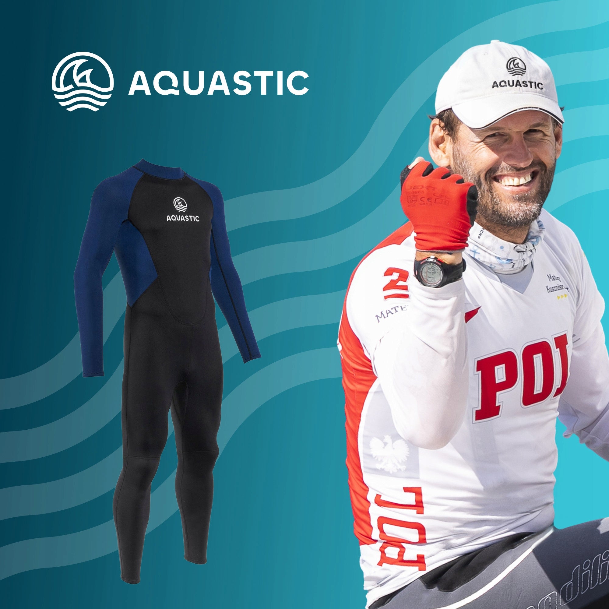 Men's surf wetsuit for swimming diving suit AQUASTIC WAVEY XL Manufacturer code AQS-B5AP022-BLK