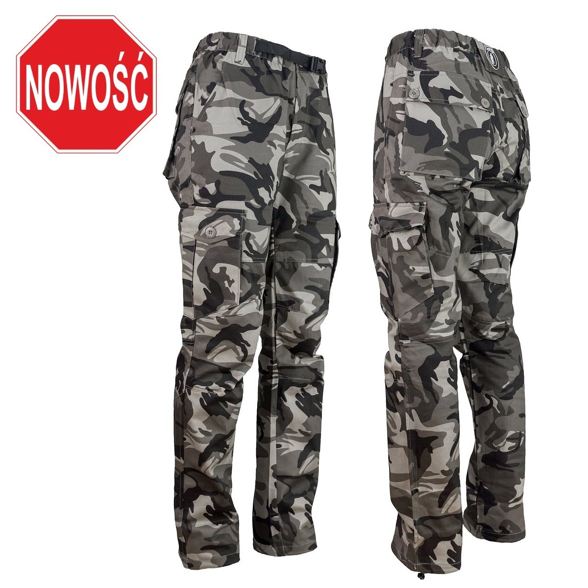 Men's trousers fishing cotton 100% CAMO outdoor grey r. 54