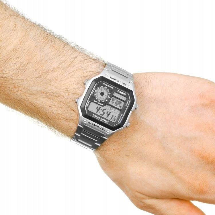 Men's watch Casio AE-1200WHD-1AVEF silver bracelet elegant design Packaging status original