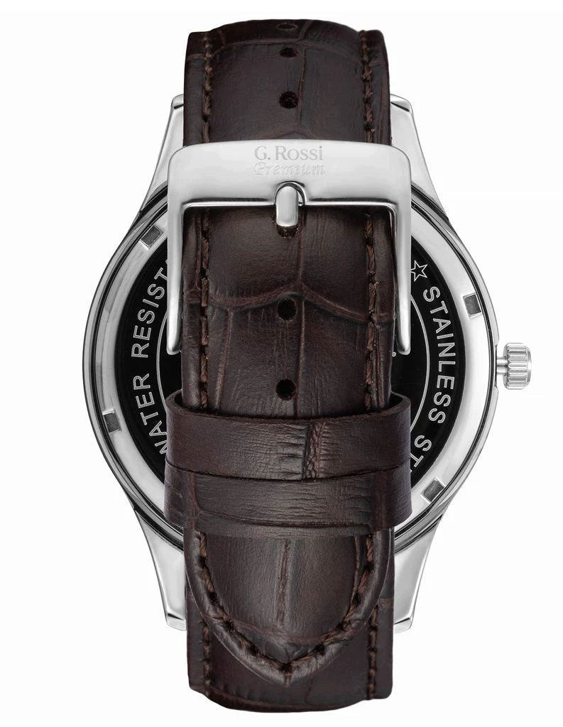 Men's watch G. Rossi SCOTT steel with ENGRAVING - leather strap + DATE Brand G. Rossi