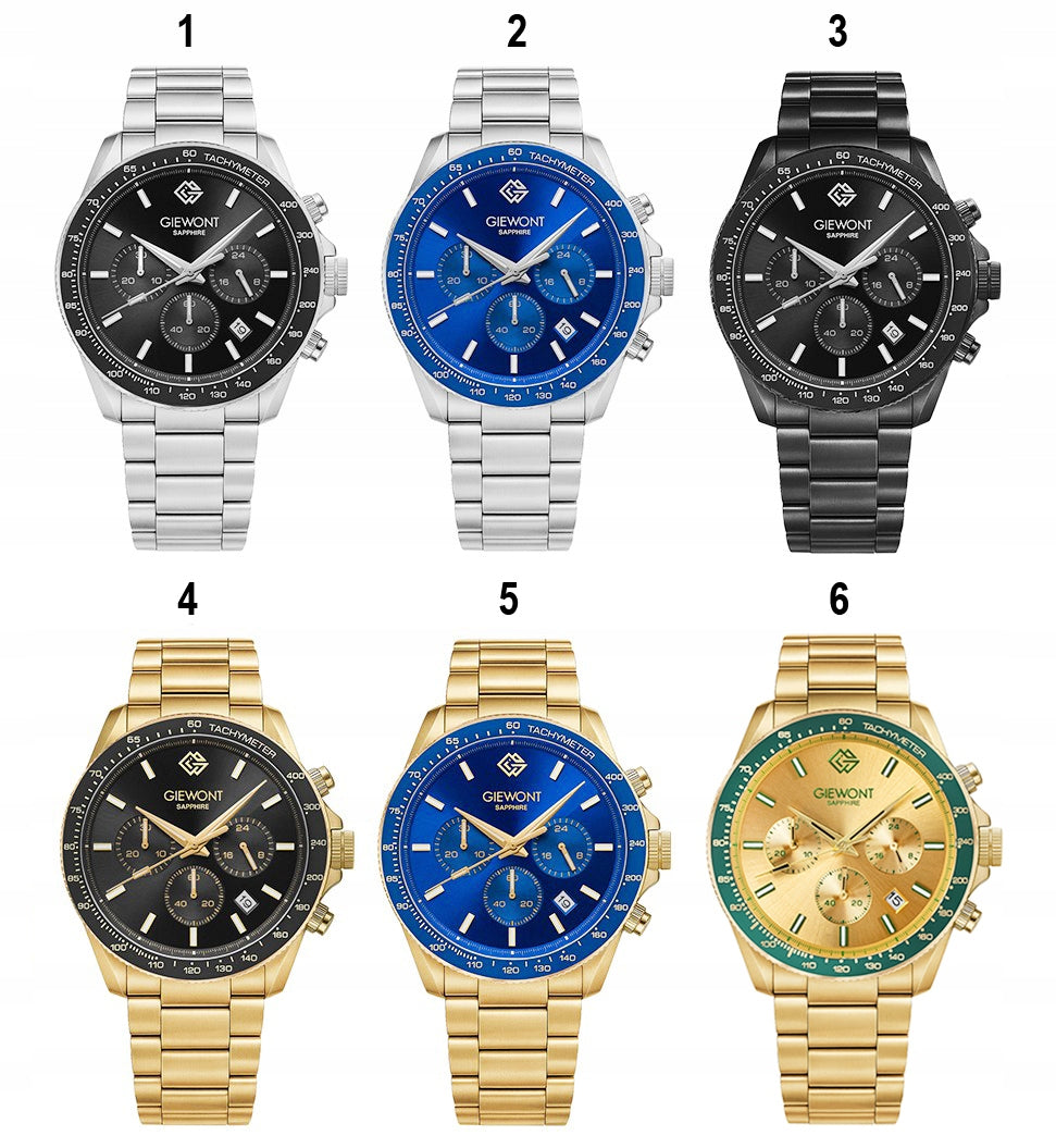 Men's watch Giewont Bracelet Chronograph Sapphire GW3520 + BOX + ENGRAVING Packaging status original