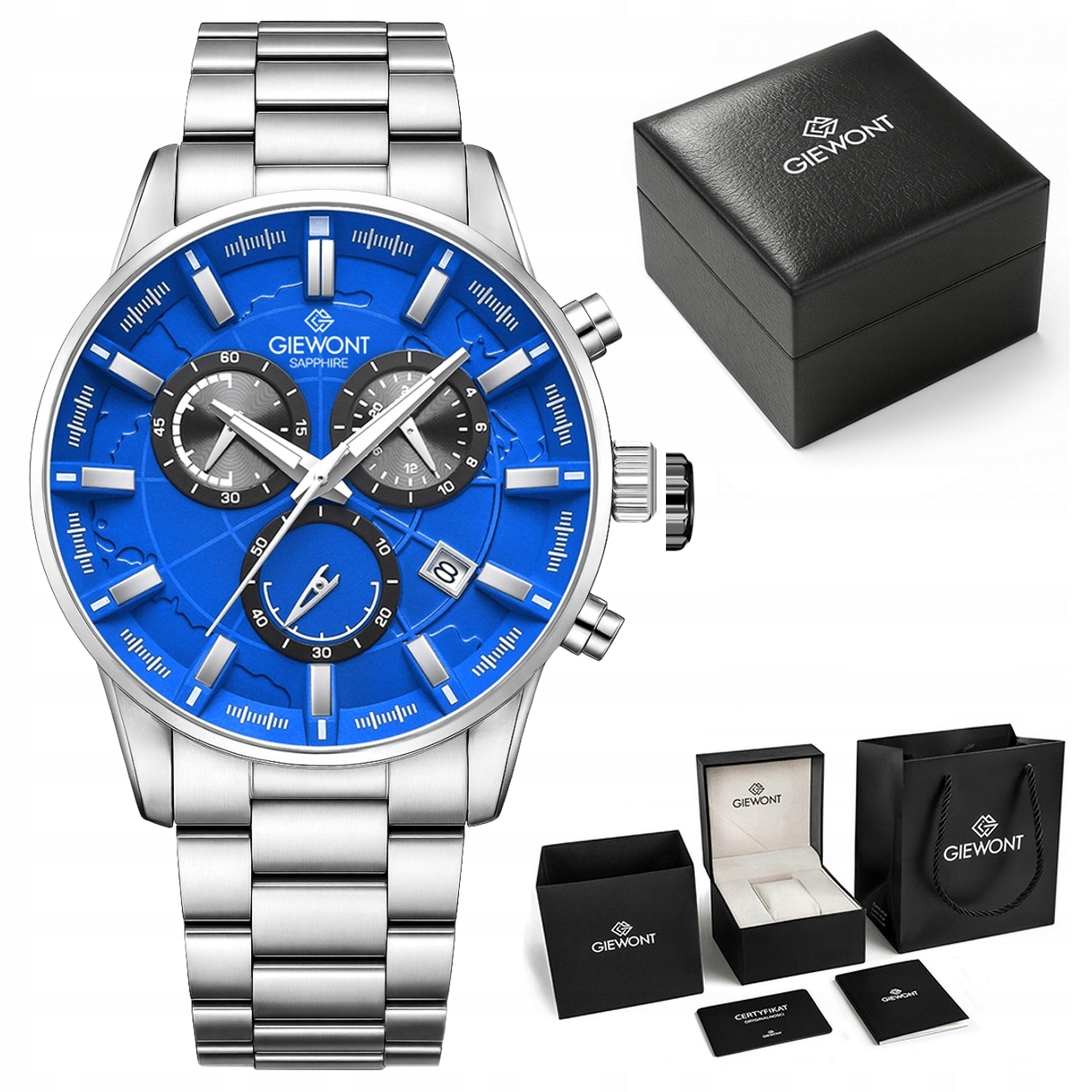 Men's watch Giewont Bracelet Chronograph Sapphire GW4580 + BOX + ENGRAVING
