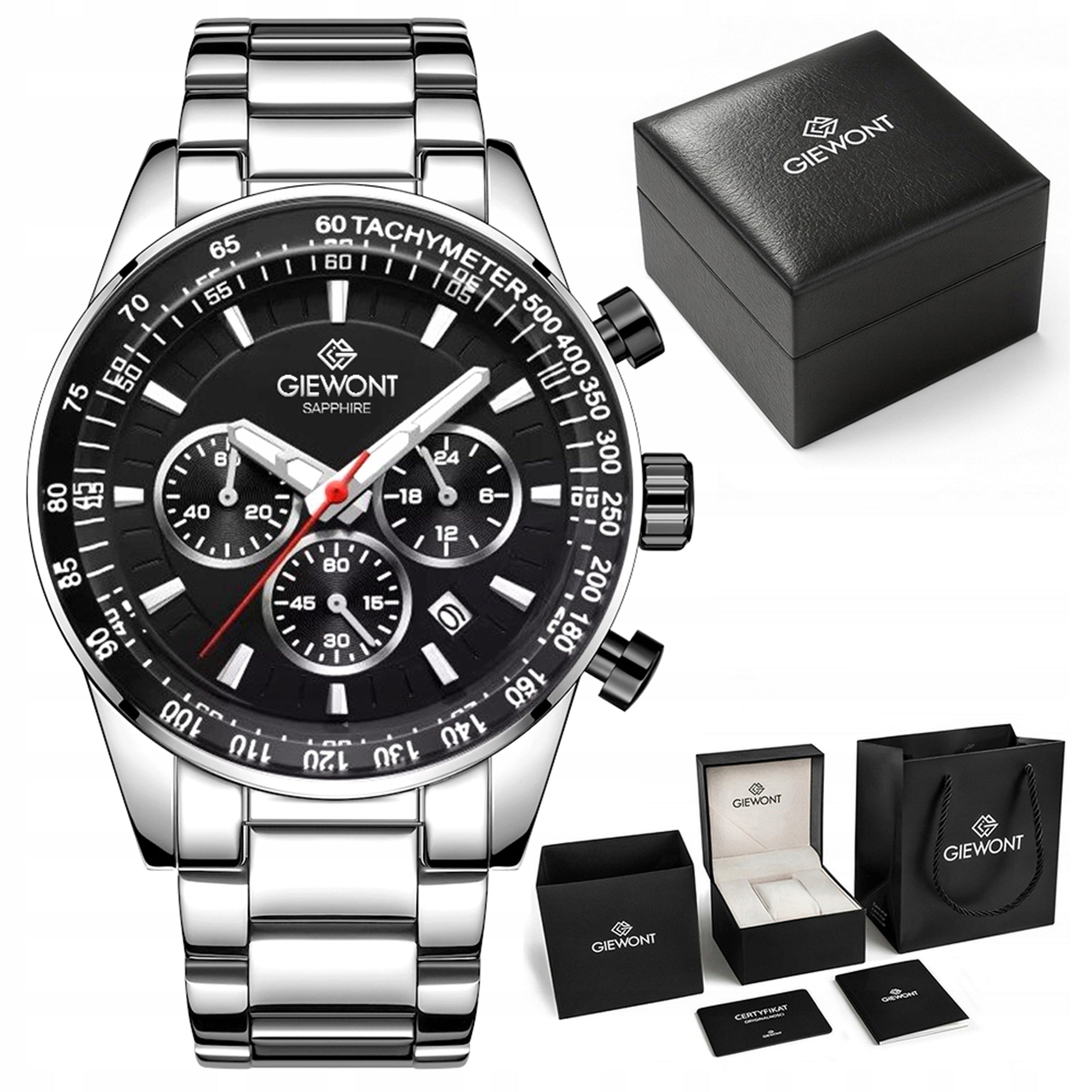 Men's watch Giewont Bracelet Chronograph Sapphire GW9140 + BOX + ENGRAVING
