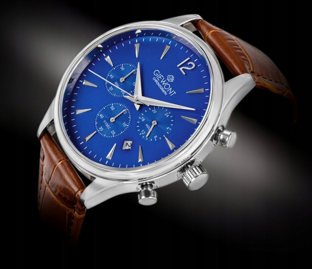 Men's watch Giewont Chronograph Sapphire Brown Blue GW6310-A5+BOX Packaging status original
