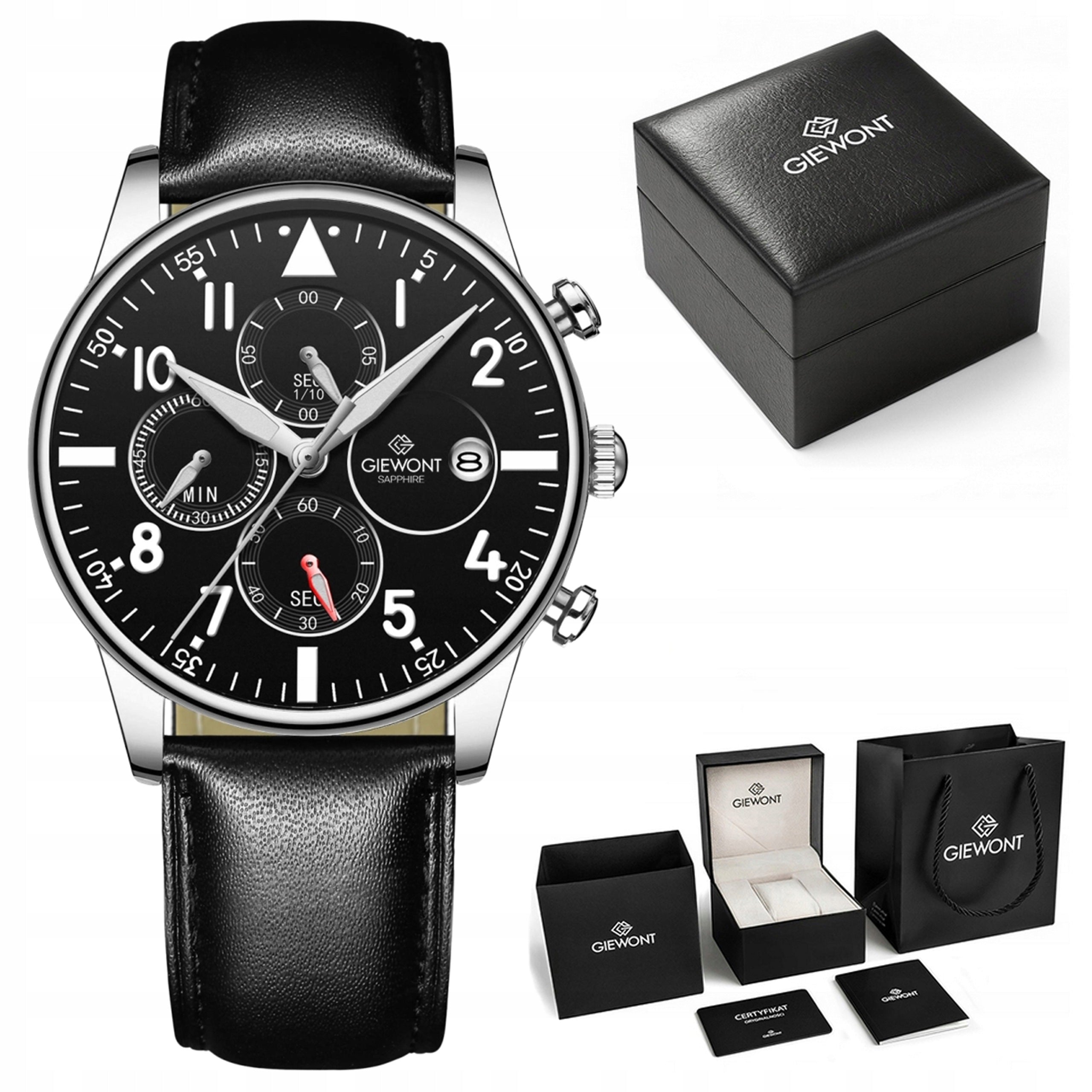 Men's watch Giewont Leather Strap Chronograph GW5630 + BOX + ENGRAVING
