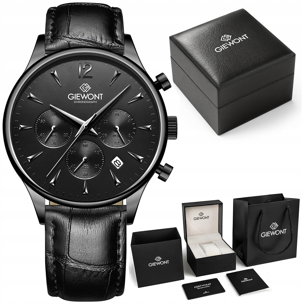 Men's watch Giewont Leather Strap Chronograph GW6310 + BOX + ENGRAVING