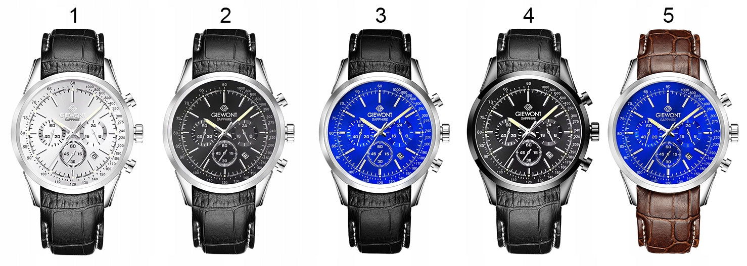 Men's watch Giewont Leather Strap Chronograph GW7650 + BOX + ENGRAVING Packaging status original