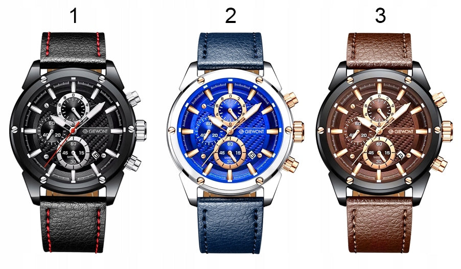 Men's watch Giewont Leather Strap Chronograph GW8810 + BOX + ENGRAVING Packaging status original