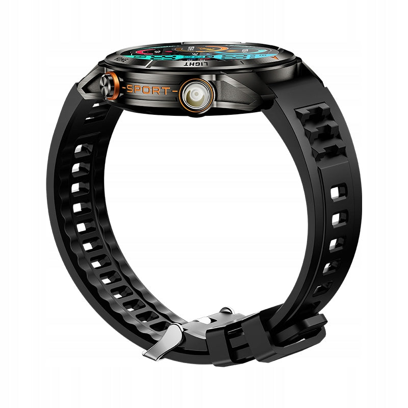 Men's watch KT80 BLACK CASE CZ PL Menu WATERPROOF FLASHLIGHT 515 mAh Packaging status original